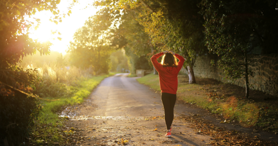 Woman walking in a park